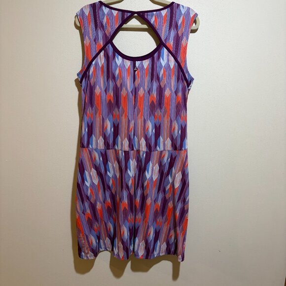 Prana Calico Active Dress Grapevine Gemstone Print Pattern Open Back Sleeveless. - Picture 7 of 10